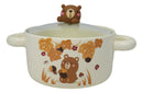 Autumn Brown Bear With Acorns Donburi Ramen Soup Bowl With Glass Lid And Handles