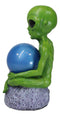 Outer Space UFO ET Roswell Alien Holding Sandstorm Earth Globe Ball Figurine