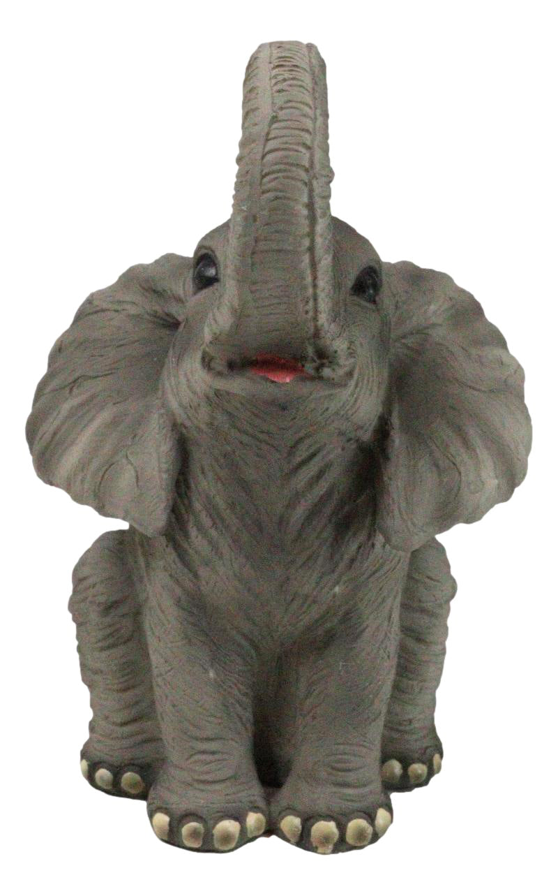 Safari Savanna Grasslands Wildlife African Bush Elephant Lifting Trunk Figurine