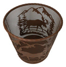 Rustic Deer Moose By Pine Forest Mountains Metal Wire Waste Basket Trash Bin