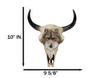 Rustic Western Tribal Buffalo Bull Cow Skull With Gray Wolf Carving Wall Decor