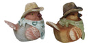 Set of 2 Western Howdy Cowboy and Cowgirl Birds with Hat And Scarf Piggy Bank