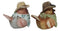 Set of 2 Western Howdy Cowboy and Cowgirl Birds with Hat And Scarf Piggy Bank