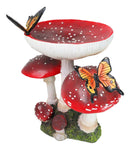 Enchanted Fairy Garden Toadstool Mushrooms With Monarch Butterflies Figurine