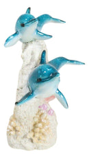 Blue Dolphins Family Swimming Over Acrylic Art Coral Reef LED Light Figurine