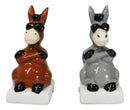 Ceramic Brown And Gray Jackass Donkeys With Cool Shades Salt Pepper Shakers