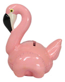 Whimsical Pink Tropical Wading Bird Flamingo Money Piggy Coin Bank Figurine