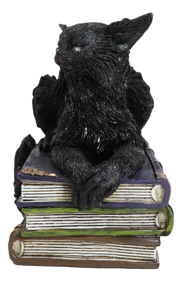 Witching Hour Mystical Black Cat With LED Eyes On Witchcraft Books Figurine