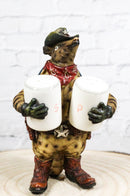 Western Texas Cowboy Armadillo Spice Sheriff Salt And Pepper Shakers Holder