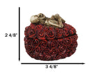 Love Never Dies Gothic Skeleton Lovers on Red Rose Wreath Decorative Trinket Box