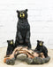 Rustic Forest Standing Black Bear and 2 Cubs On Faux Wooden Log Bridge Figurine