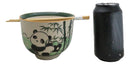 Bamboo Forest Green Panda Bear Ceramic Donburi Ramen Bowl With Chopsticks Set