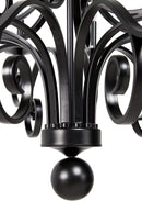 Large Modern Black Iron Ornate French Scroll 18 Arms Chandelier Pendant Lamp