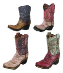 Pack of 4 Western Fancy Cowboy Cowgirl Boots Faux Leather Boots Pen Holders