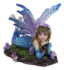 Fantasy Pink and Blue Girl Princess Fairy Lying On Lavender Meadows Figurine