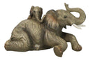 Wildlife Jungle Play Safari Savanna Elephant Father and Calf Resting Figurine