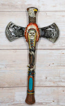 Southwestern Tribal Indian Headdress Chief Skull Eagle Wolf Hand Axe Wall Cross