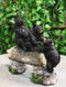 Forest Teamwork Black Bears And Cub Family Crossing Tree Log Bridge Figurine