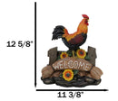 Ebros Large Country Chicken Rooster On Wooden Fence With Sunflowers Welcome Statue