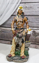 Sky Mountain Indian Tribal Eagle Warrior Chief Holding Axe With Bird Statue