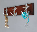 Polished Aluminum Nautical Sailor Ship Anchors On Board Plank 6-Pegs Wall Hook