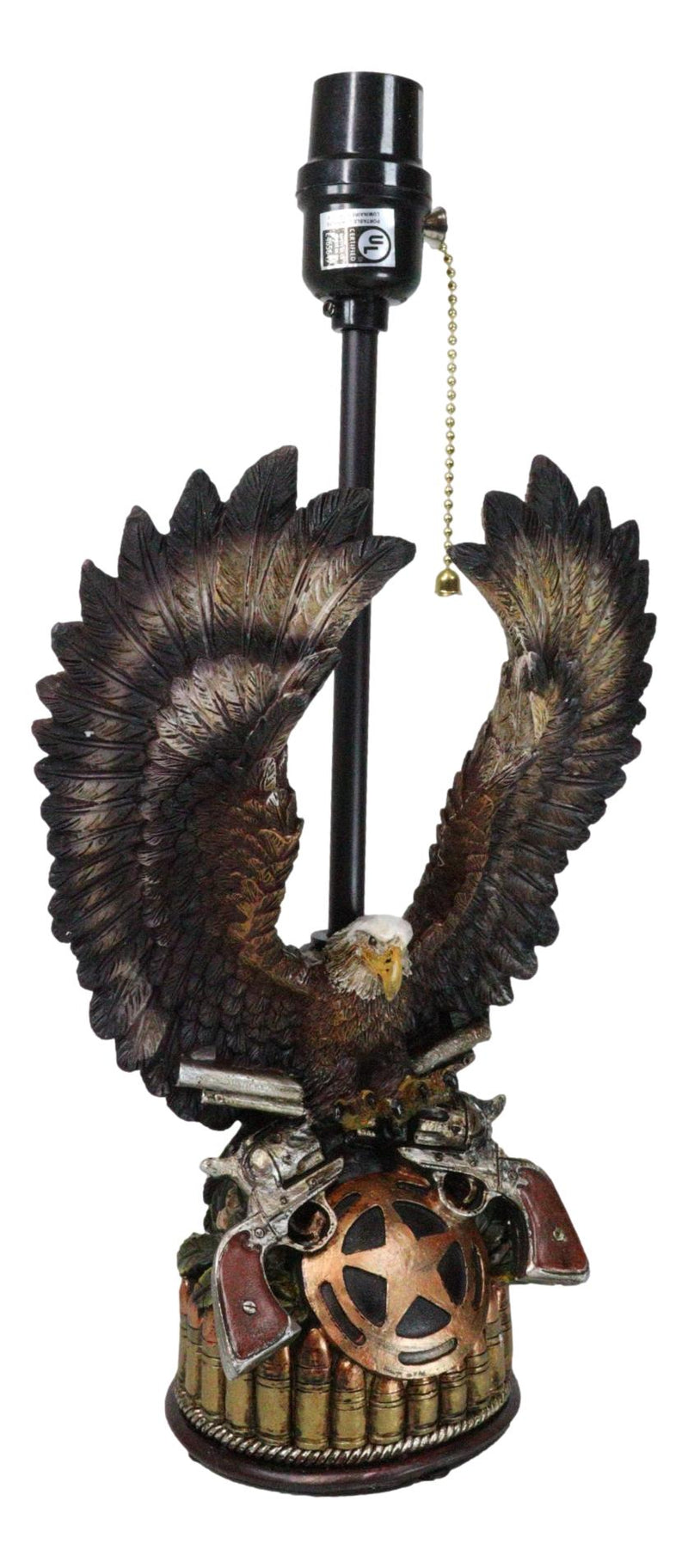 Western Bald Eagle Perching On Crossed Pistols Lone Star Bullets Table Lamp