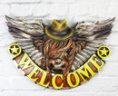 Rustic Western Angel Winged Cowboy Hat Cow Country Welcome Sign Wall Decor