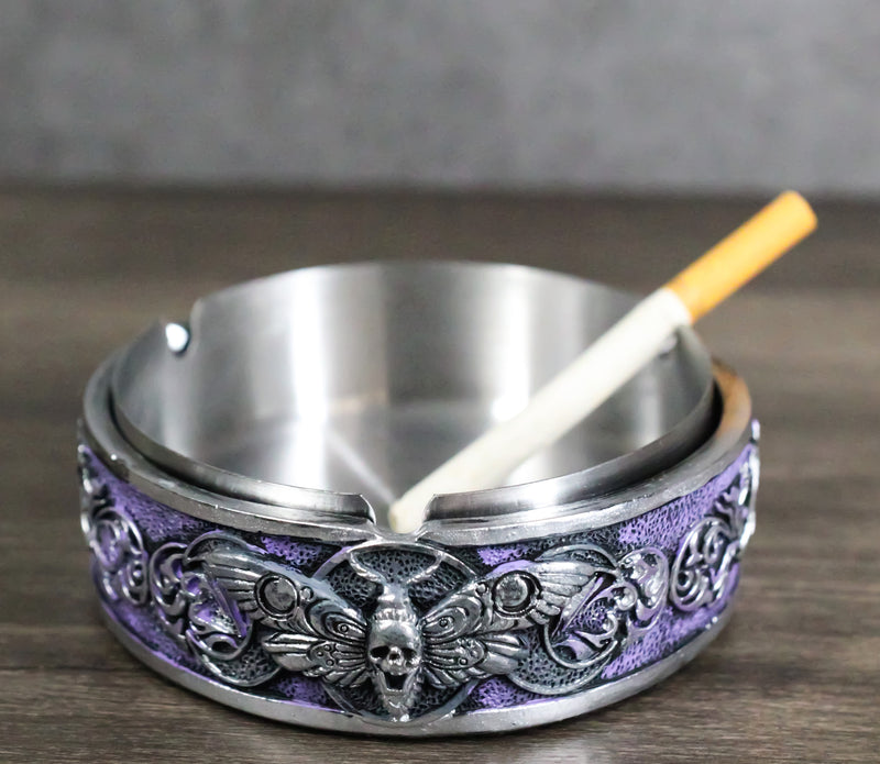 Occultic Wicca Witchcraft Dark Triple Moon Death Moth Skull Cigarette Ashtray