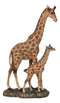 Safari Savannah Masai Giraffe Mother and Calf Strolling On Grasslands Figurine