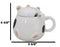 Whimsical White Chubby Feline Kitty Cat Cup Mug With Lid And Stirring Spoon