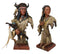 Set of 2 Native American Indian Chief And Lady Princess Bust Desktop Figurines