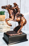 Rustic Western Wild Cowboy Bracing On A Galloping Horse Bronzed Resin Statue