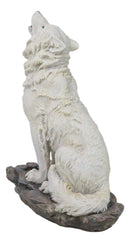 Winter Woodlands Tundra Snow White Albino Wolf Howling at The Moon Figurine