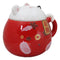 Red Maneki Neko Beckoning Lucky Cat Mug Cup With Kitty Lid And Stirring Spoon