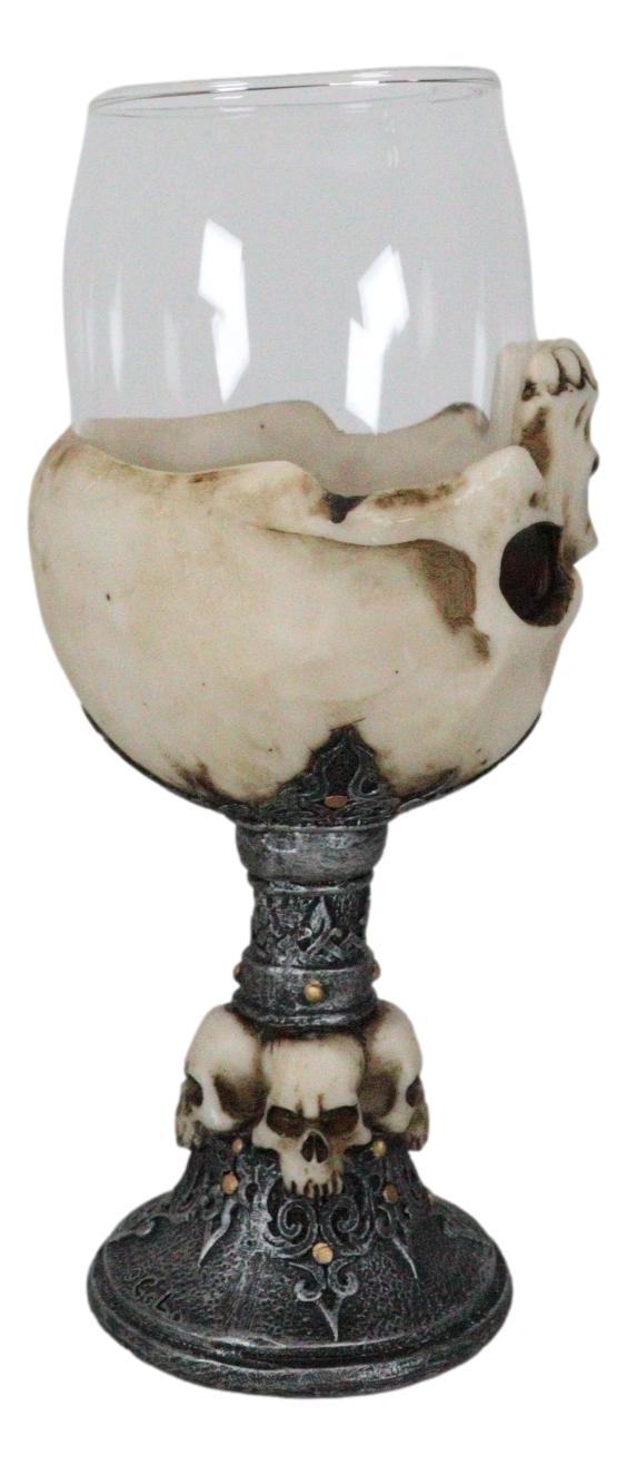 Death Inverted Half Skull Graveyard Labyrinth Skeleton Wine Goblet Glass Chalice