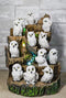 Forest Tree Steppes LED Display Stand With 12 Mini Snow White Owls Figurines Set