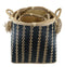 Black And Beige Open Hand Woven Seagrass Wicker Baskets With Handles Set of 2