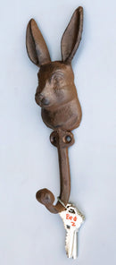 Pack Of 2 Cast Iron Farmhouse Rustic Whimsical Bunny Rabbit Wall Coat Hooks