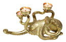 Contemporary Gold Tone Marine Ocean Octopus Tentacles Trio Votive Candle Holder