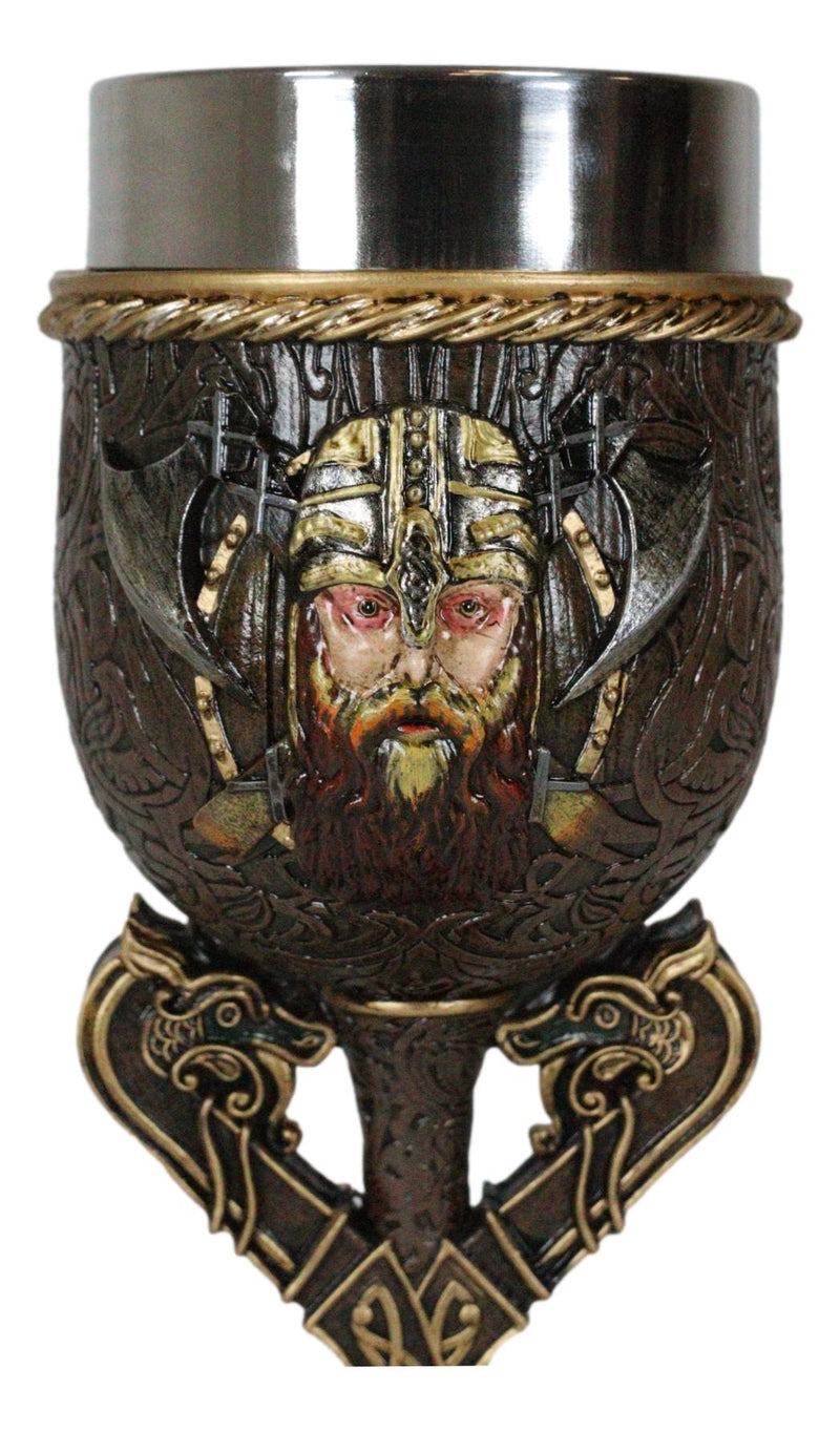 Viking Berserker Warrior Wine Goblet Chalice With Dragon Longship Boat Stem