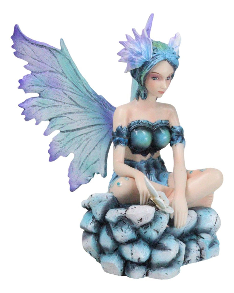 Elf Pixie Water Elemental Fairy in Emerald Iridescent Dress Fantasy Figurine