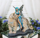 Large Blue Frost Fairy Riding Snow Leopard Statue Home Decor Mythical Fantasy