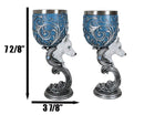 Set Of 2 Romantic Snow White Wolves Love Hex Heart Baroque Blue Wine Goblets