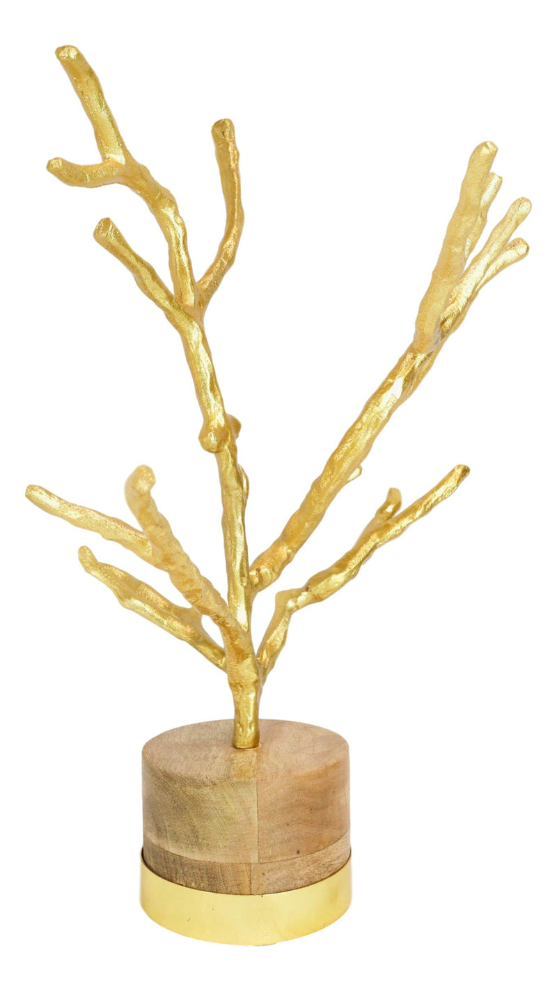 Contemporary Chic Golden Aluminum Jewelry Tree Branch Holder Stand Figurine