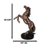 Large 21"H Western Black Beauty Prancing Horse Bronzed Resin Figurine With Base