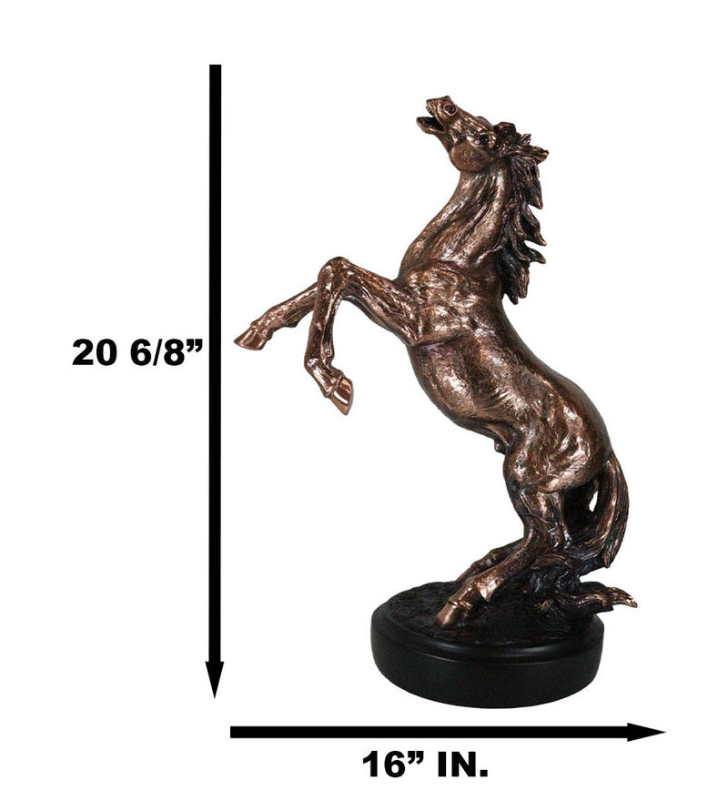 Large 21"H Western Black Beauty Prancing Horse Bronzed Resin Figurine With Base