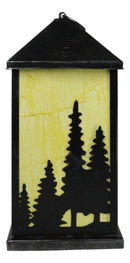 Rustic Deer Moose Scenic Forest Mountains Electric Metal Wall Or Floor Lantern