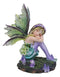 Summer Night Dream Green Girl Fairy Garden with Lavender Mushrooms Figurine