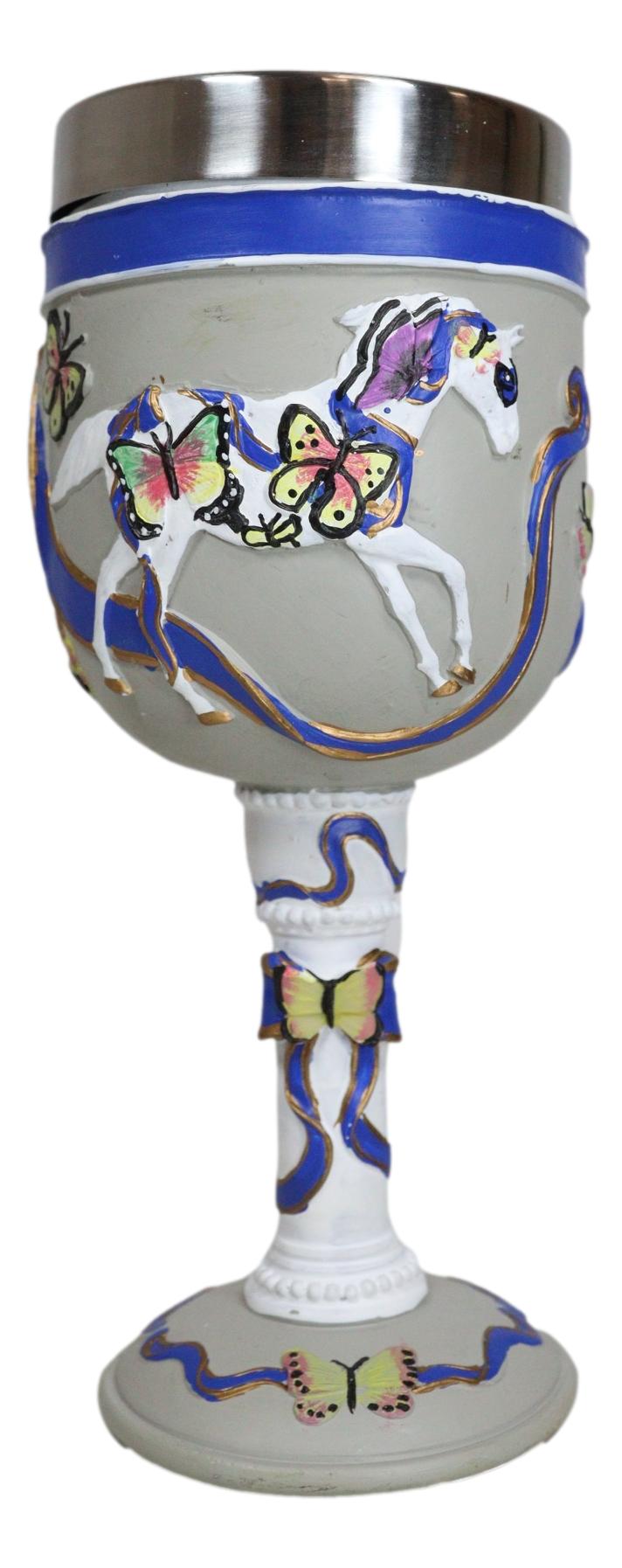 Trail Of Painted Ponies Earth Angels Pony With Butterflies Horse Wine Goblet