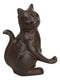 Cast Iron Feline Kitten Cat Business Card Holder Desktop Organizer Figurine